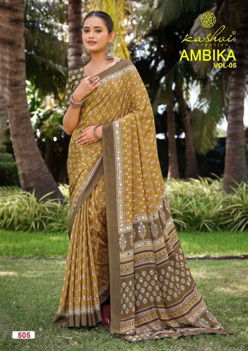 Kashvi Ambika Vol 5 Crape Silk Printed Saree