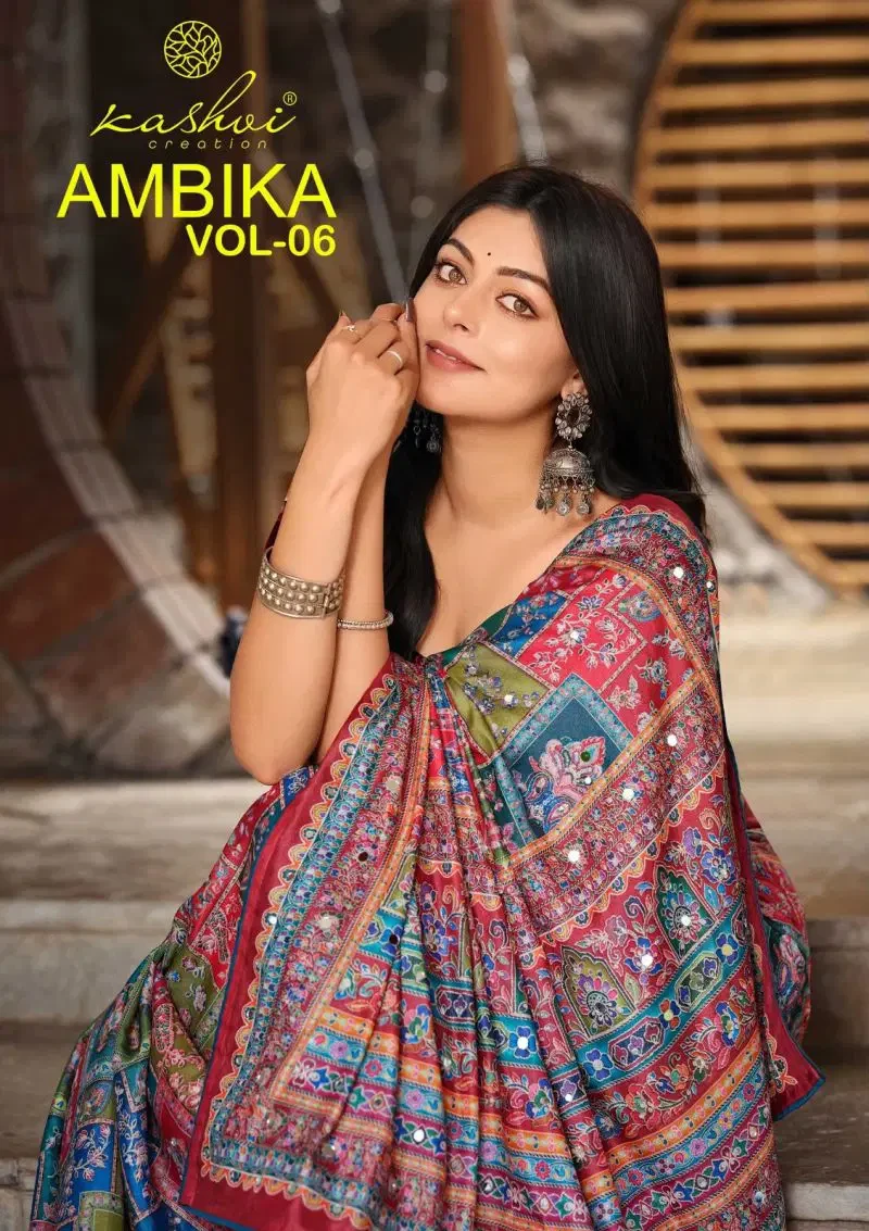 Kashvi Ambika Vol 6 Chocolate Digital Print Saree Collection