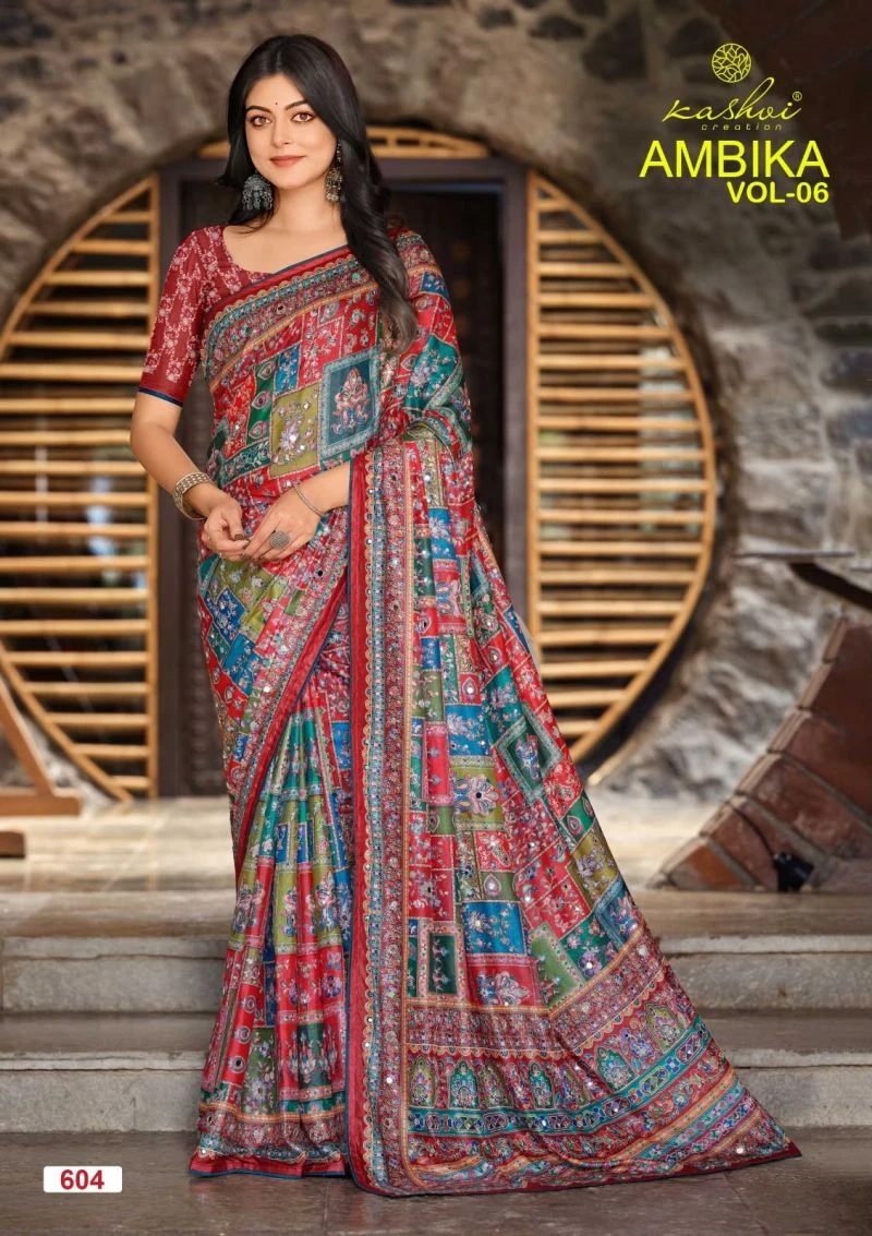 Kashvi Ambika Vol 6 Chocolate Digital Print Saree Collection