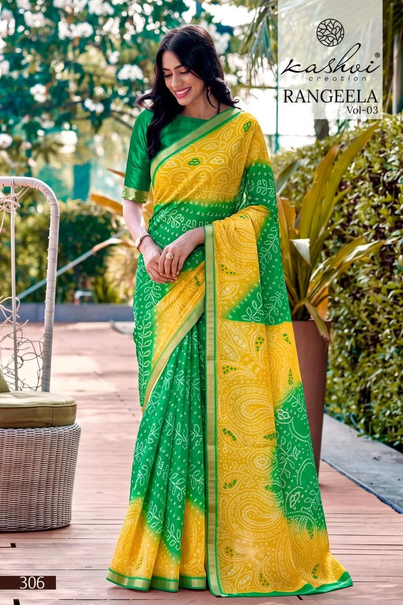 Kashvi Rangeela Vol 3 Dull Moss Printed Saree