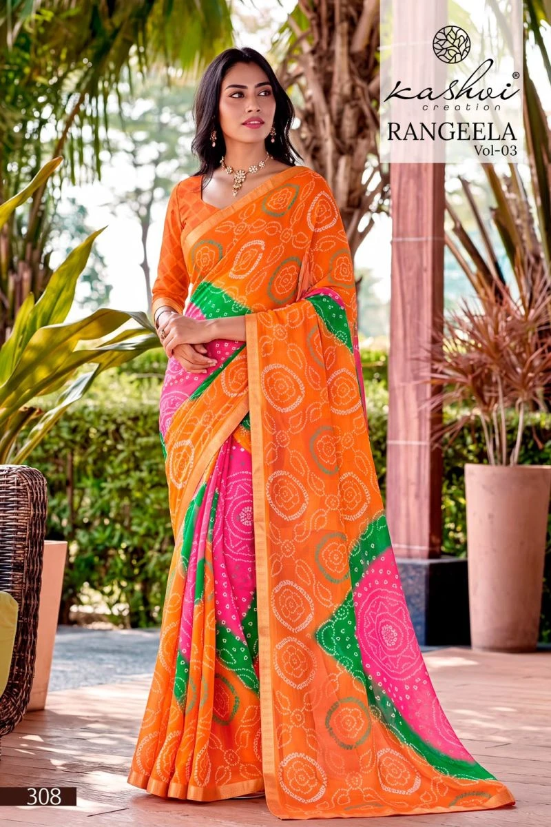 Kashvi Rangeela Vol 3 Dull Moss Printed Saree
