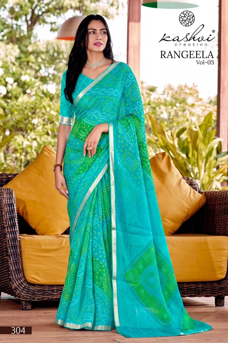 Kashvi Rangeela Vol 3 Dull Moss Printed Saree