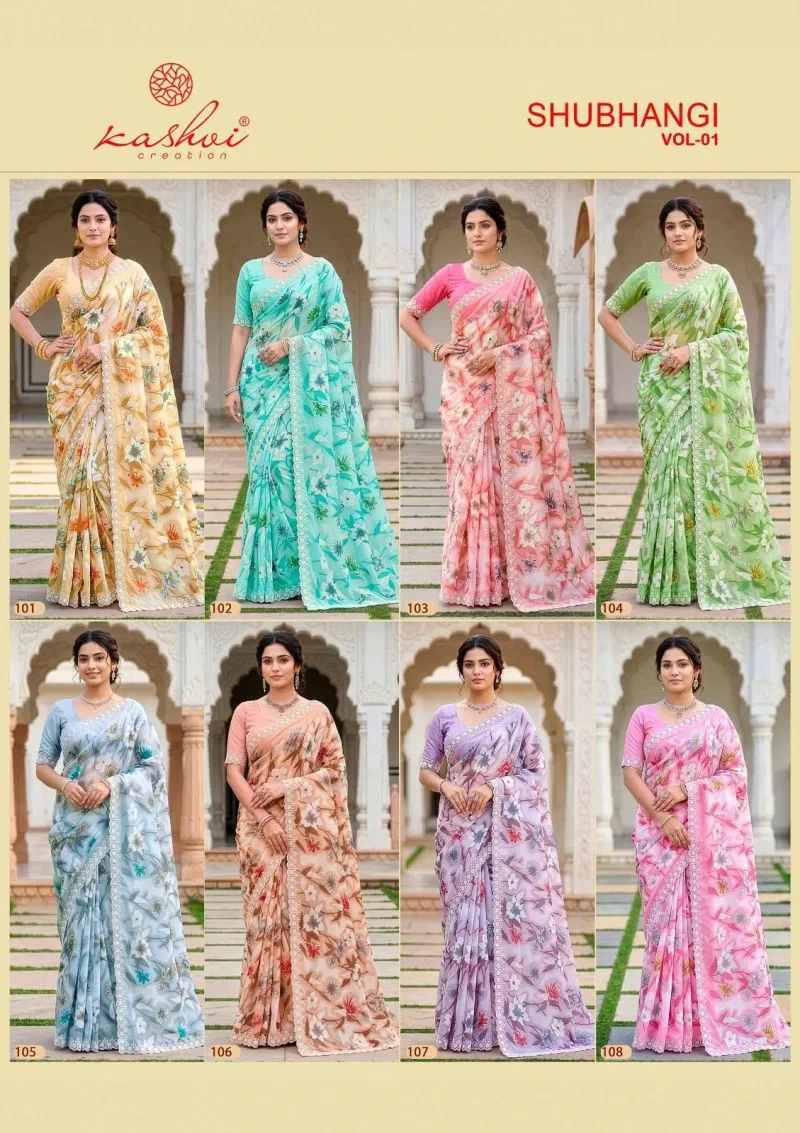 Kashvi Shubhangi Vol 1 Weightless with Embroidery Work Saree Collection