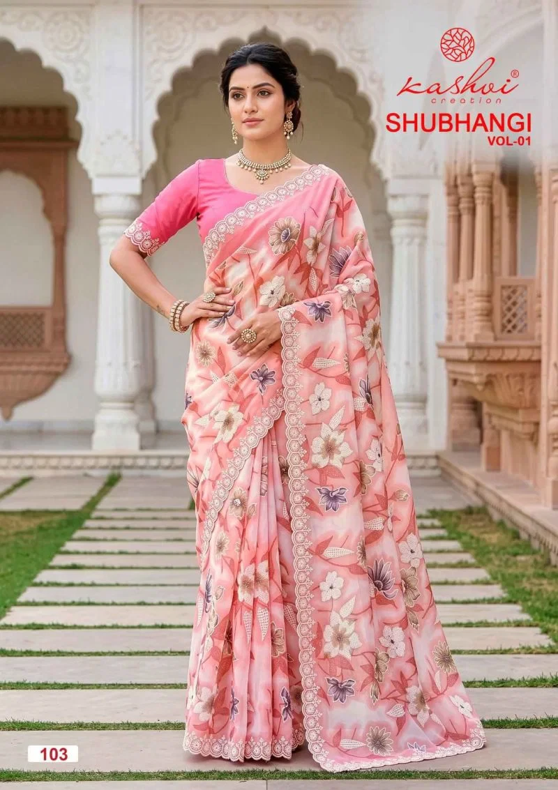 Kashvi Shubhangi Vol 1 Weightless with Embroidery Work Saree Collection