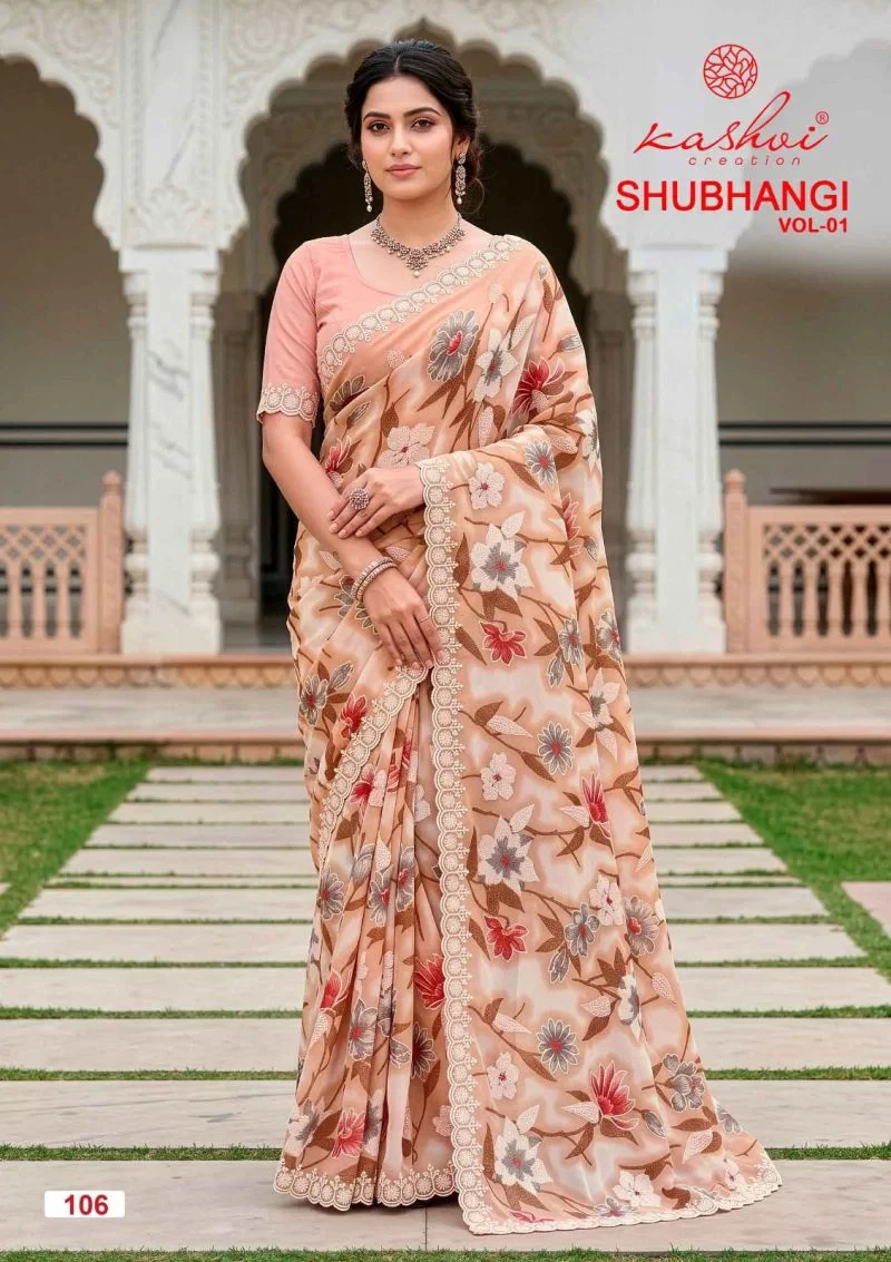 Kashvi Shubhangi Vol 1 Weightless with Embroidery Work Saree Collection