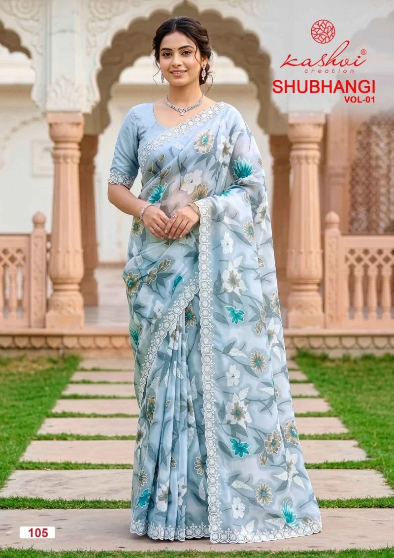 Kashvi Shubhangi Vol 1 Weightless with Embroidery Work Saree Collection