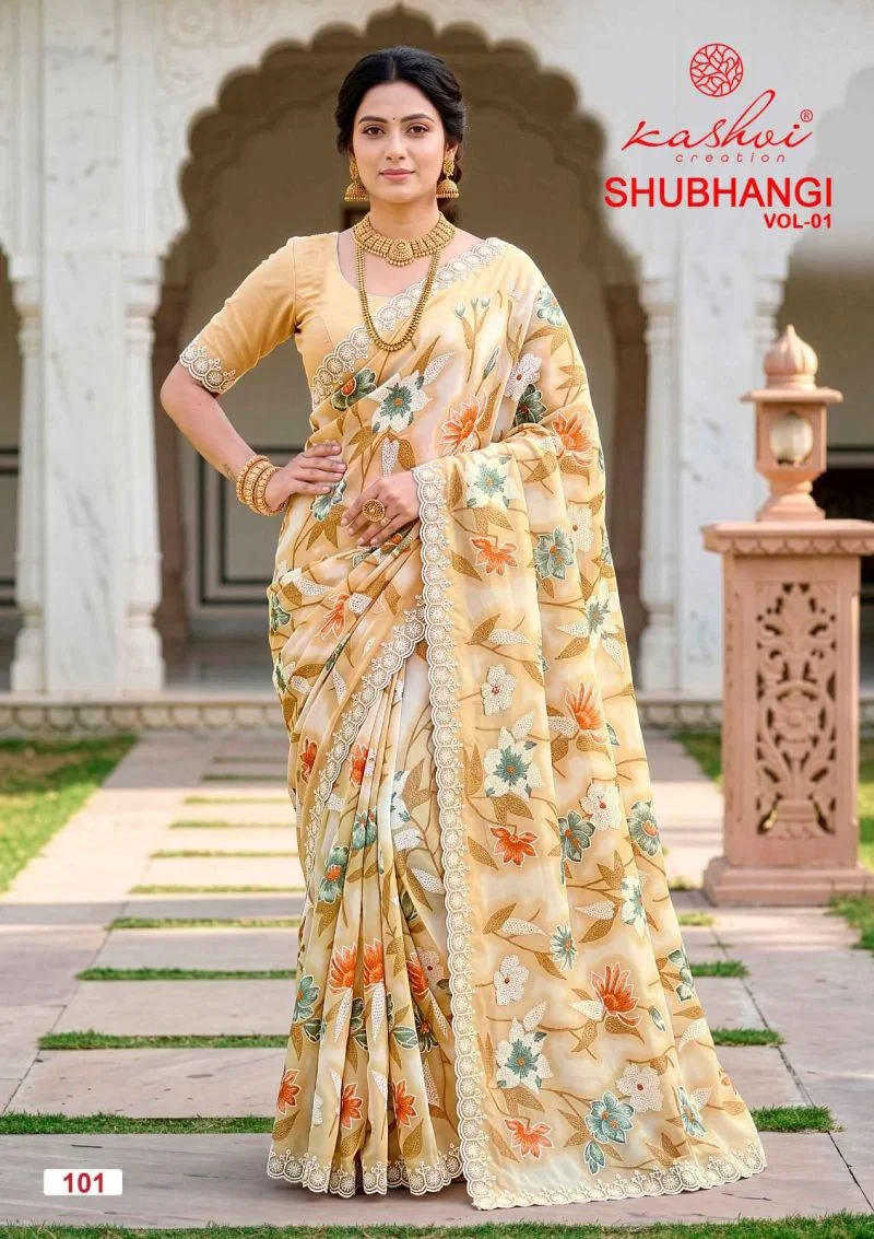 Kashvi Shubhangi Vol 1 Weightless with Embroidery Work Saree Collection
