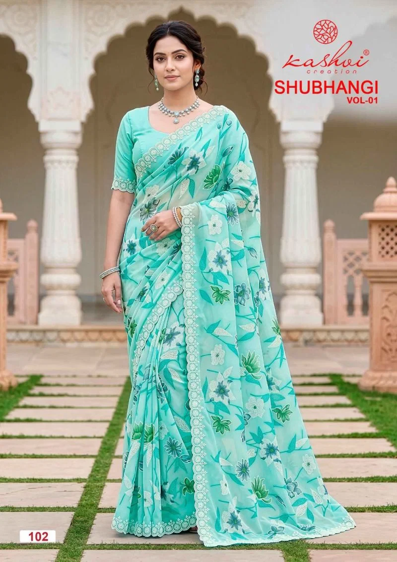 Kashvi Shubhangi Vol 1 Weightless with Embroidery Work Saree Collection