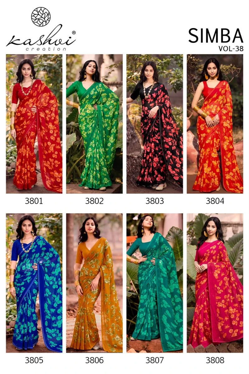 Kashvi Simba Vol 38 Georgette Printed Saree Collection