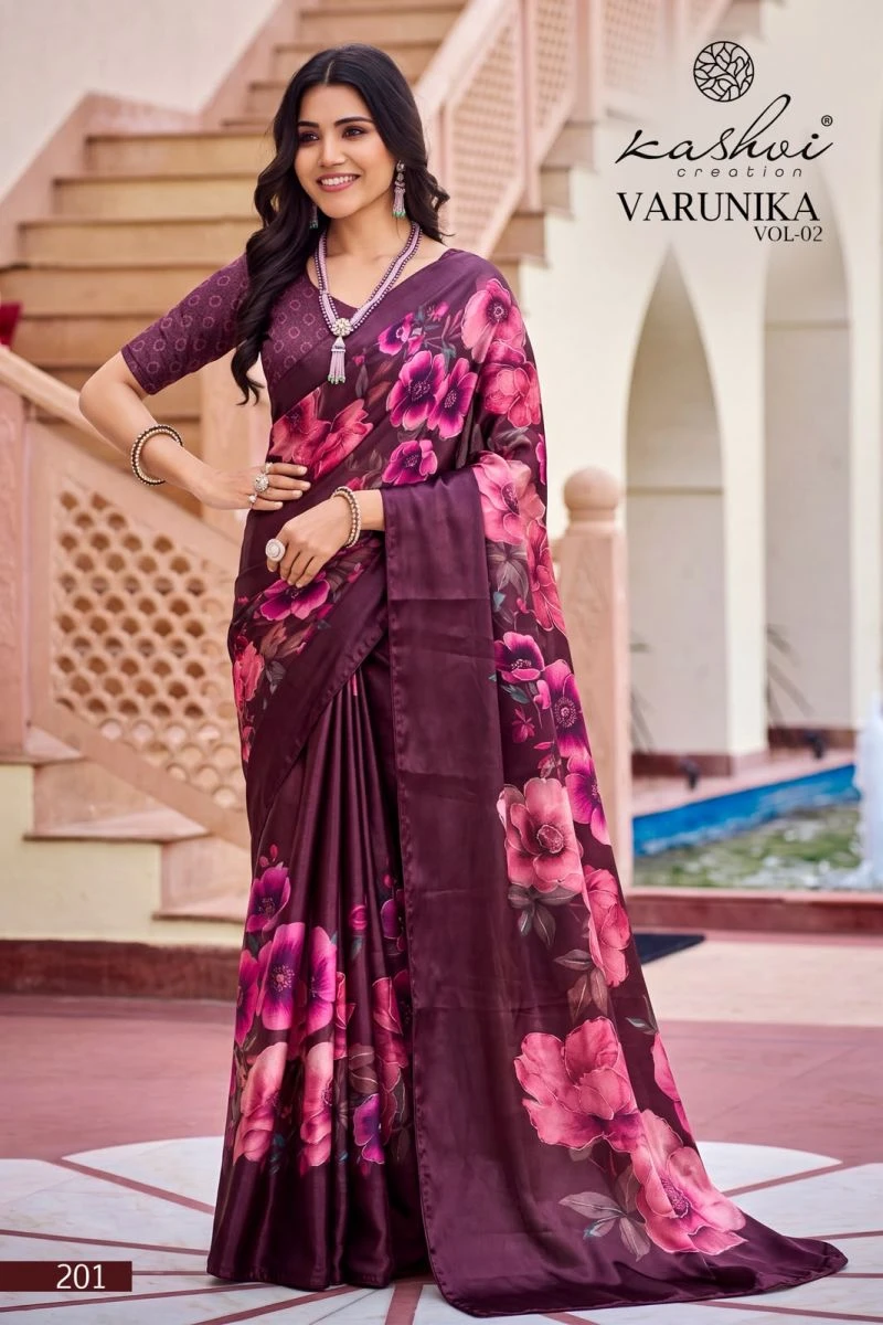Kashvi Varunika Vol 2 Tesla Digital Printed Foil Work Saree Collection 7