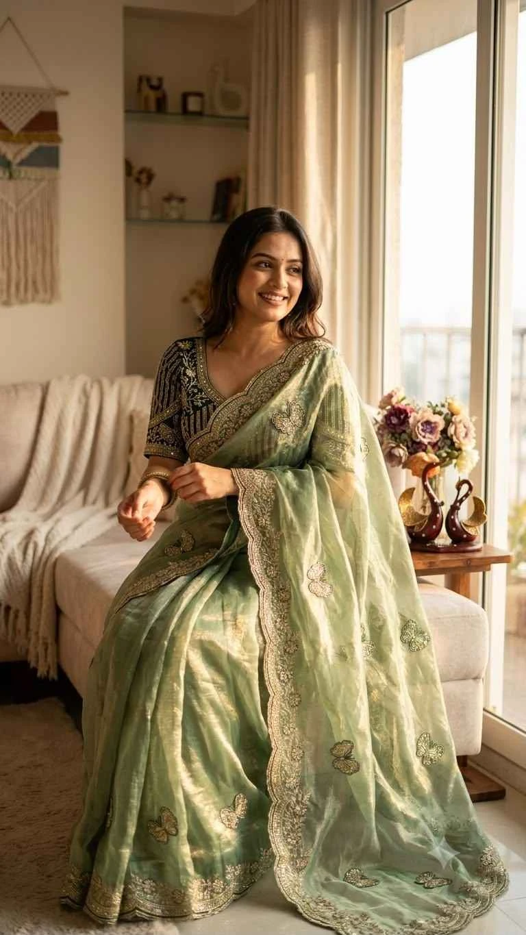 Kc 2150 Soft Fendy Satin Sequence Worked Designer Saree