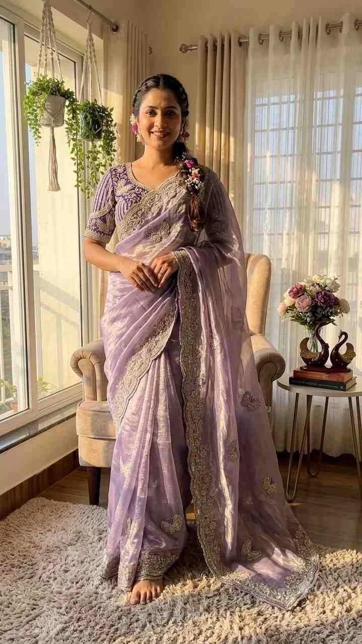 Kc 2150 Soft Fendy Satin Sequence Worked Designer Saree