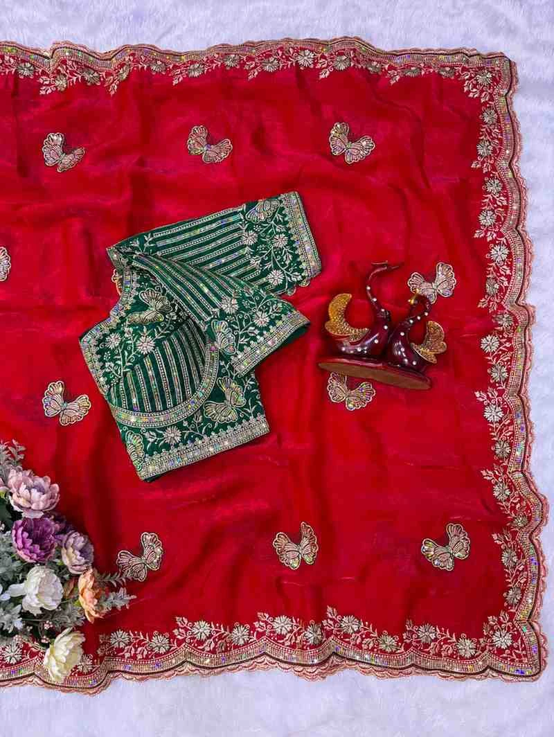 Kc 2150 Soft Fendy Satin Sequence Worked Designer Saree