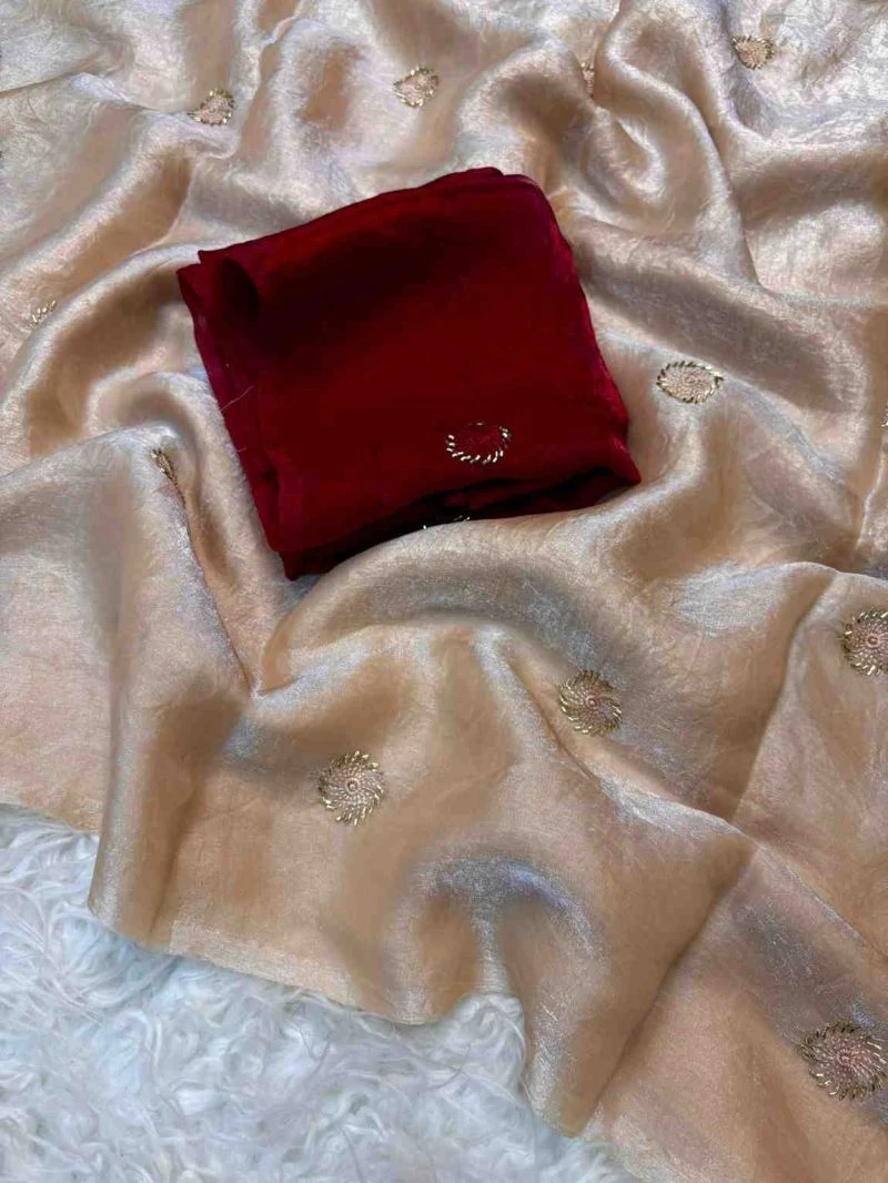 Kc 223 Fandy Satin Silk Beads Worked Designer Saree Collection