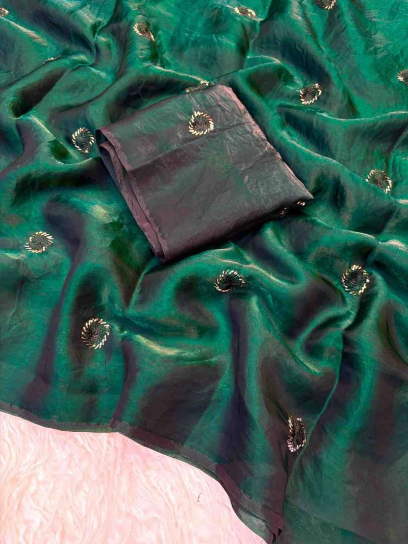 Kc 223 Fandy Satin Silk Beads Worked Designer Saree Collection
