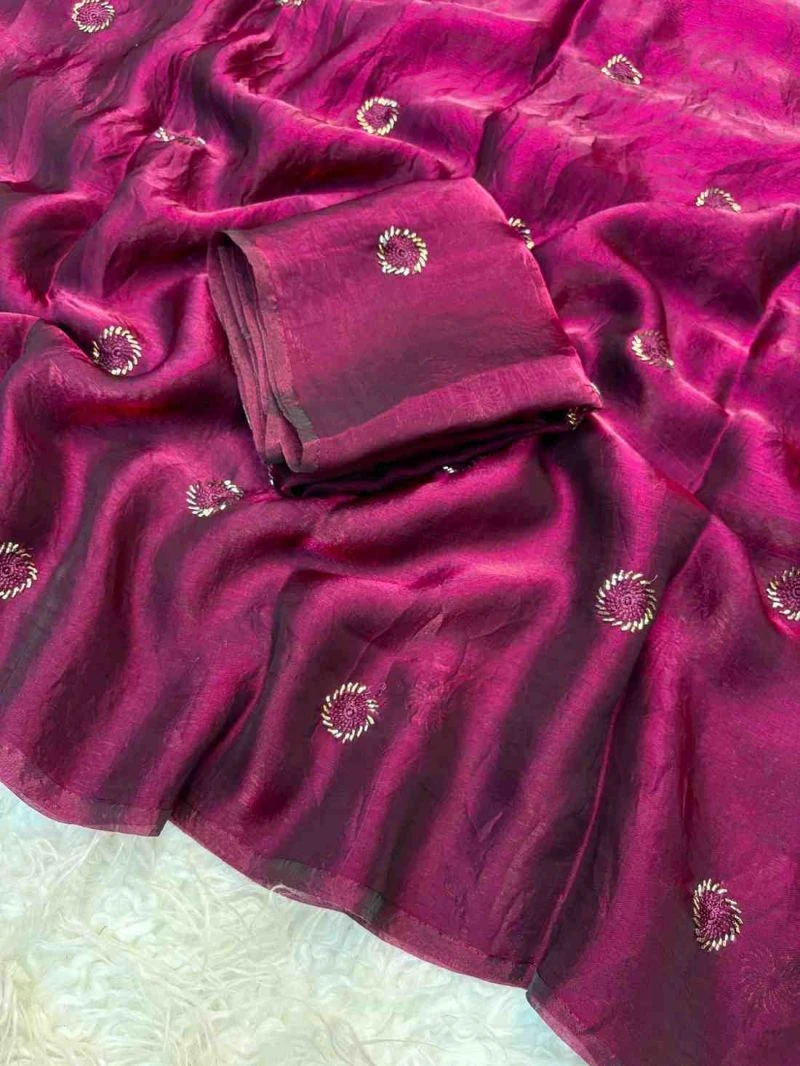 Kc 223 Fandy Satin Silk Beads Worked Designer Saree Collection