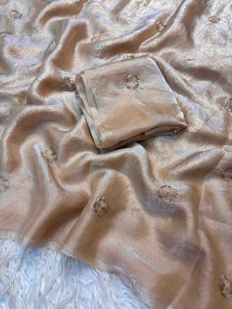 Kc 223 Fandy Satin Silk Beads Worked Designer Saree Collection