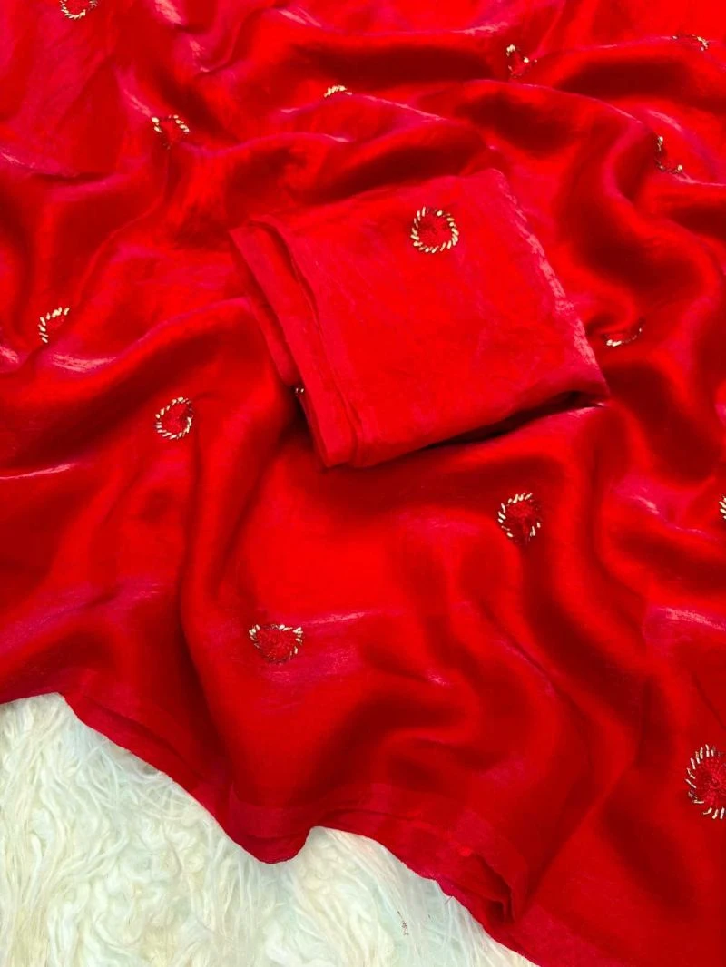 Kc 223 Fandy Satin Silk Beads Worked Designer Saree Collection