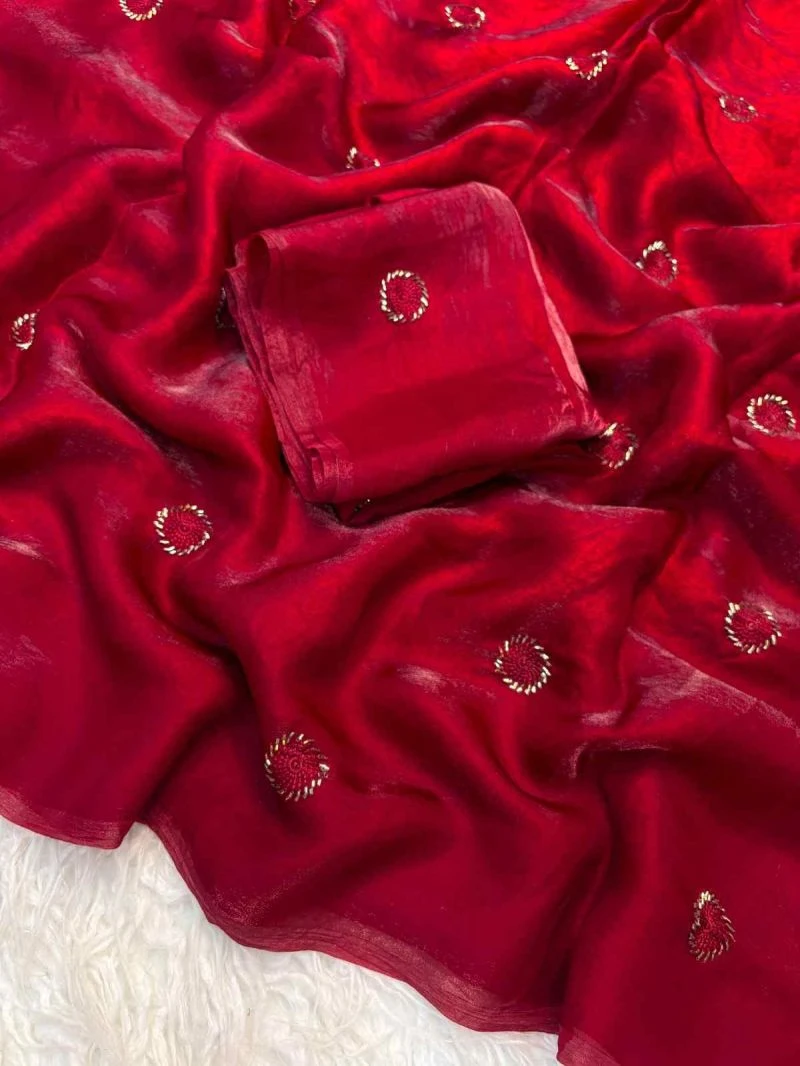 Kc 223 Fandy Satin Silk Beads Worked Designer Saree Collection