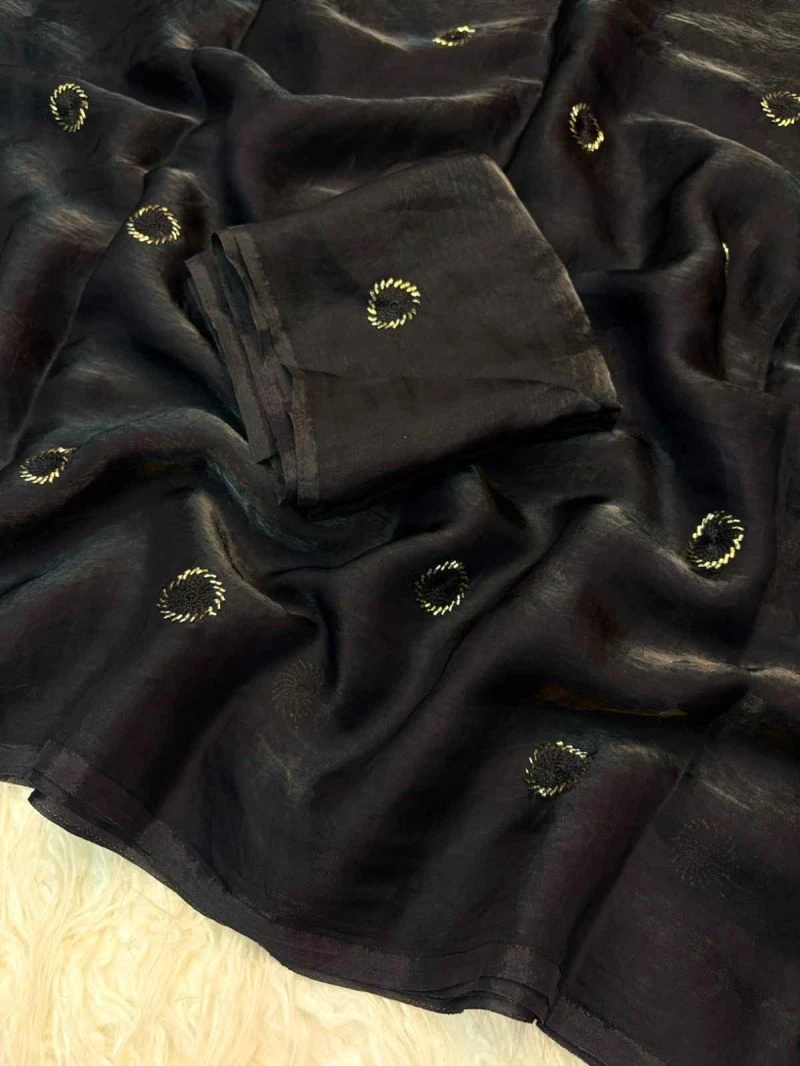 Kc 223 Fandy Satin Silk Beads Worked Designer Saree Collection