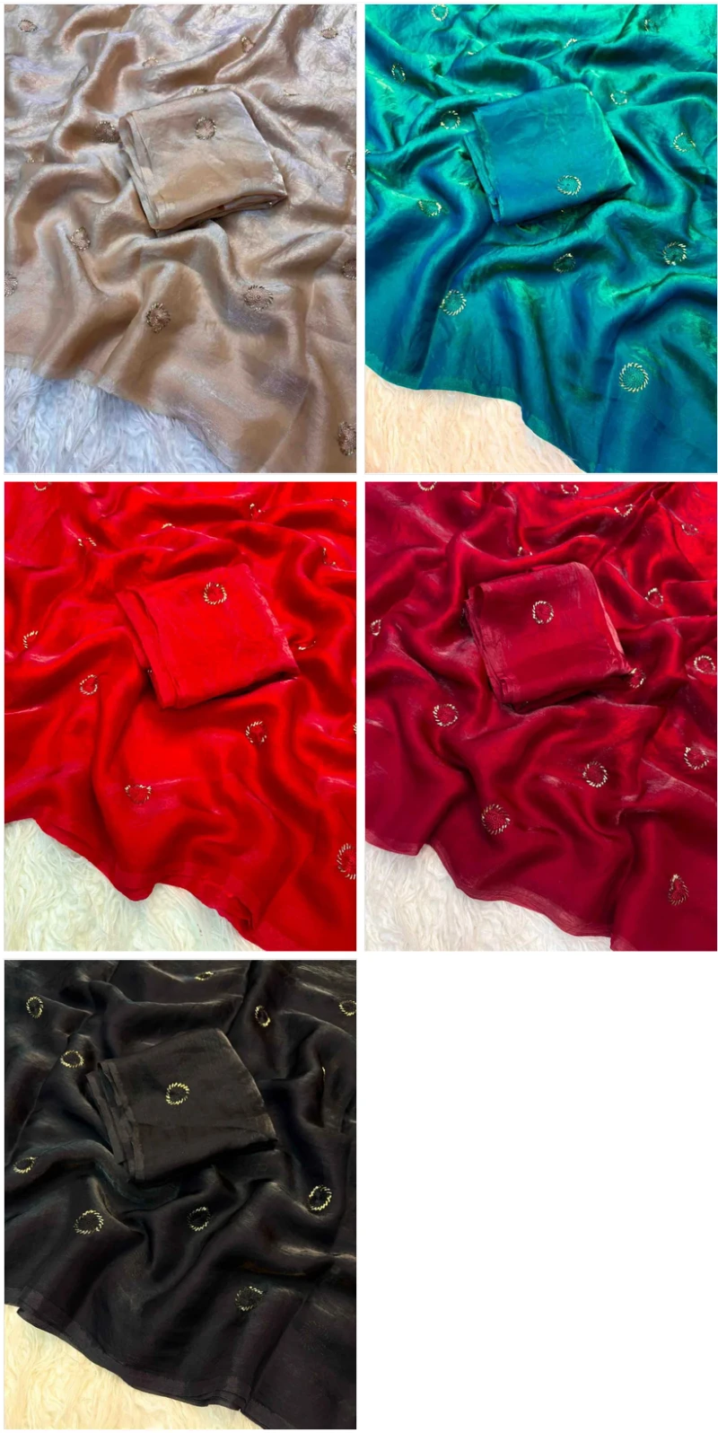 Kc 223 Fandy Satin Silk Beads Worked Designer Saree Collection