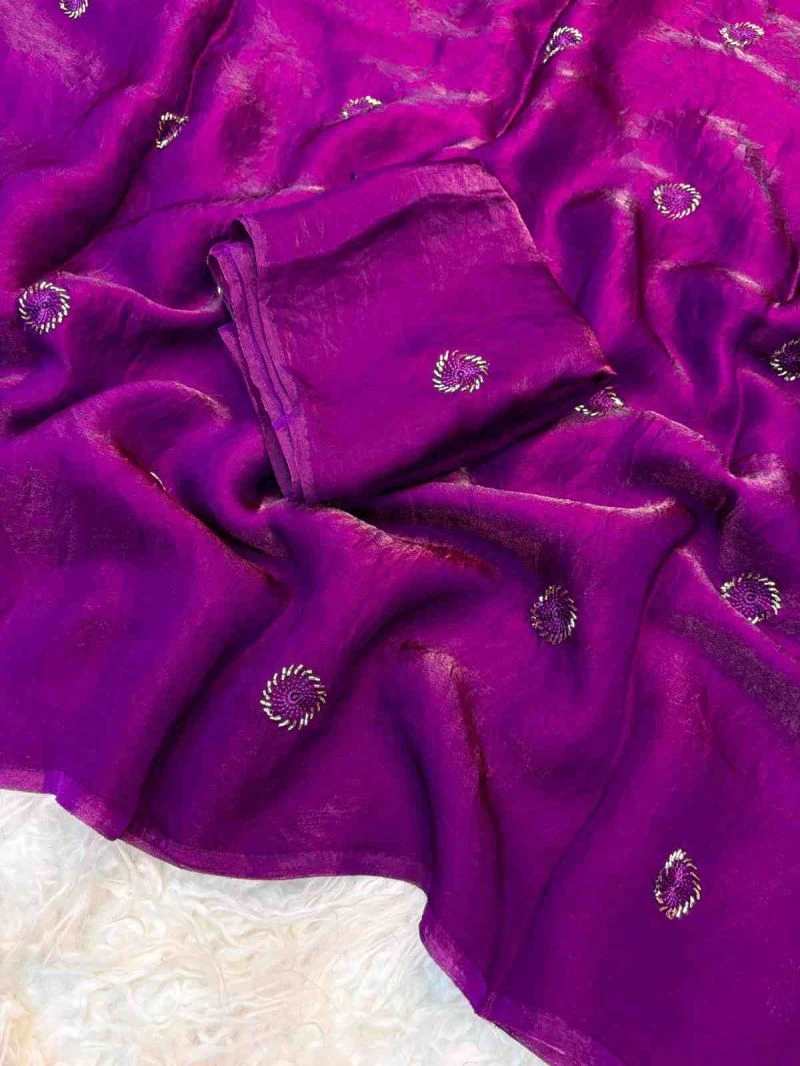 Kc 223 Fandy Satin Silk Beads Worked Designer Saree Collection