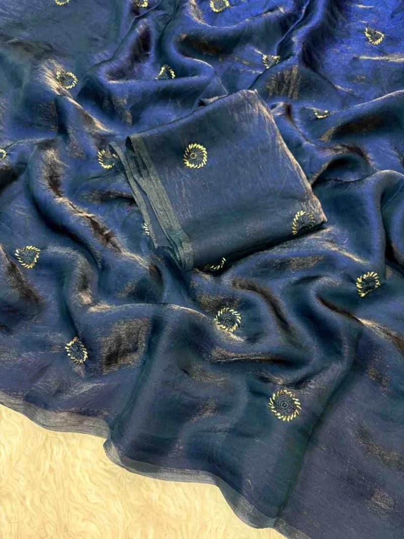 Kc 223 Fandy Satin Silk Beads Worked Designer Saree Collection