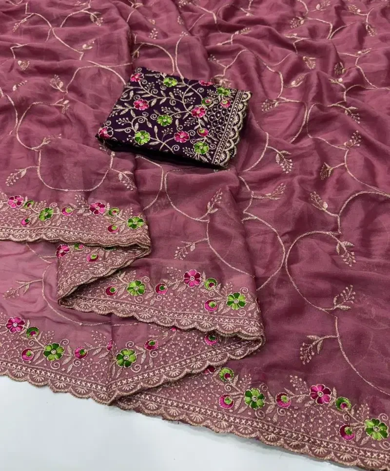 Kc 993 Star Georgette Embroidered Saree Collection