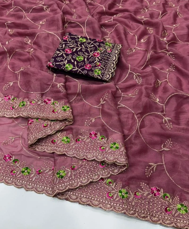 Kc 993 Star Georgette Embroidered Saree Collection