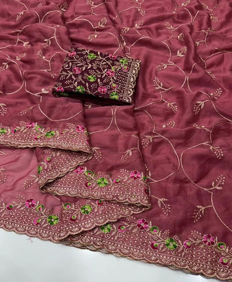 Kc 993 Star Georgette Embroidered Saree Collection