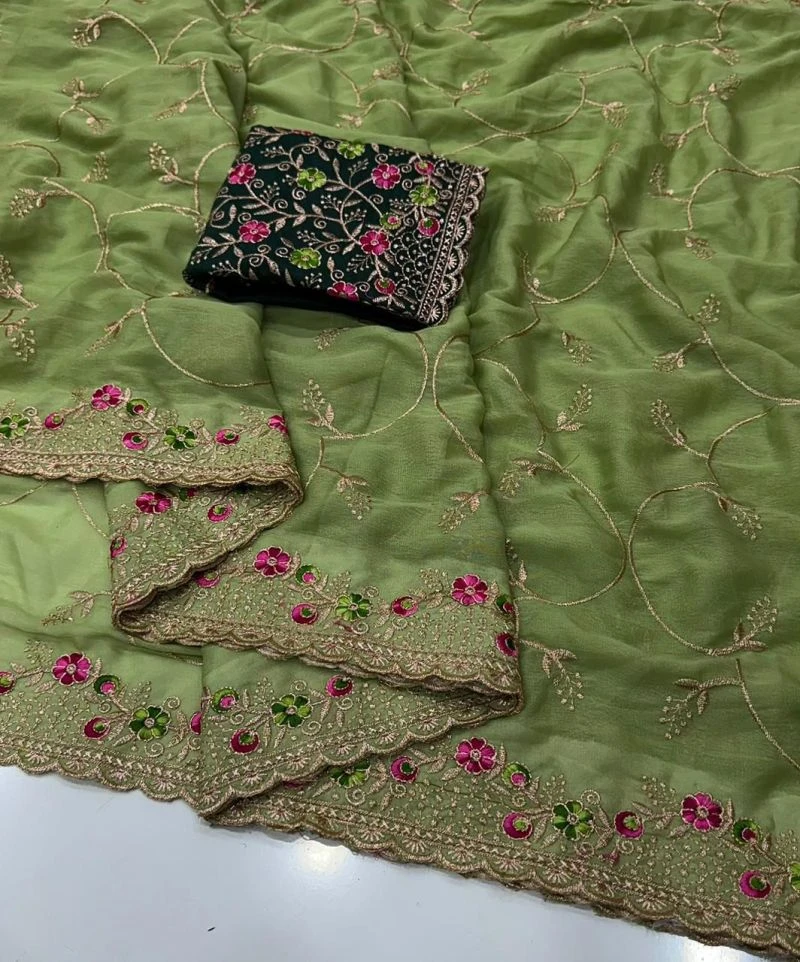 Kc 993 Star Georgette Embroidered Saree Collection