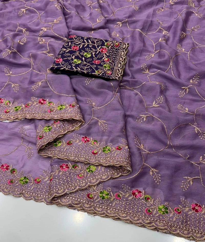 Kc 993 Star Georgette Embroidered Saree Collection