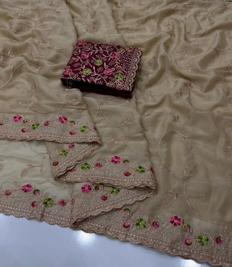 Kc 993 Star Georgette Embroidered Saree Collection