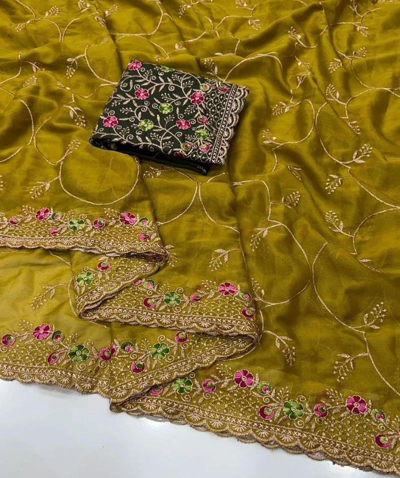 Kc 993 Star Georgette Embroidered Saree Collection