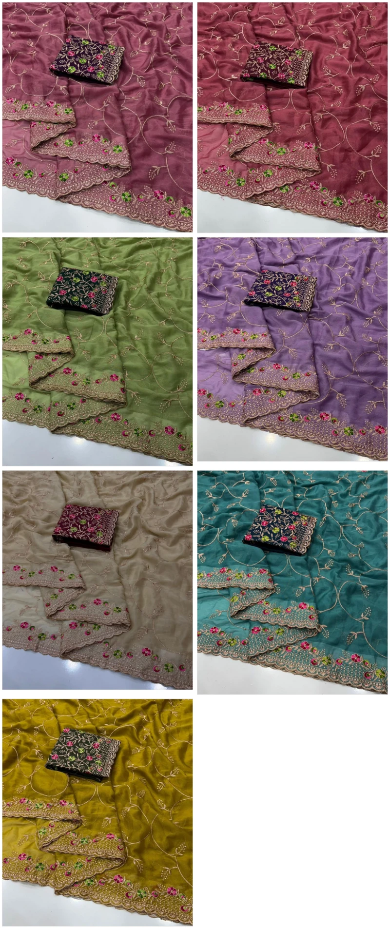 Kc 993 Star Georgette Embroidered Saree Collection