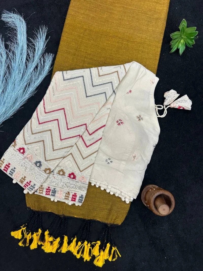 Khadi Vol 31 Hk 18 Khadi Cotton Saree with Embroidered Blouse