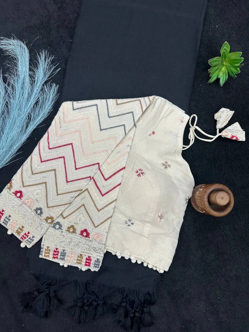 Khadi Vol 31 Hk 18 Khadi Cotton Saree with Embroidered Blouse