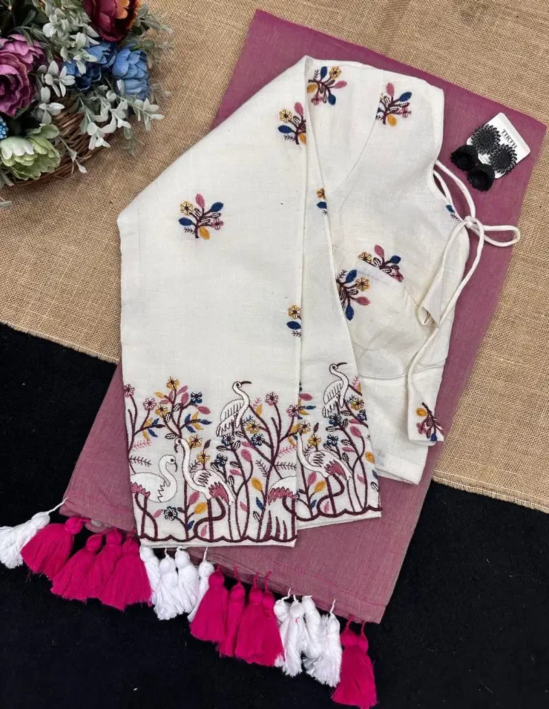 Khadi Vol 38 Rk1 Mal Cotton Plain Tussel Saree with Khadi Blouse Collection
