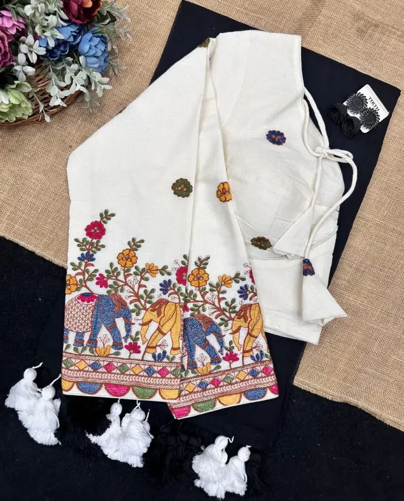 Khadi Vol 38 Rk1 Mal Cotton Plain Tussel Saree with Khadi Blouse Collection