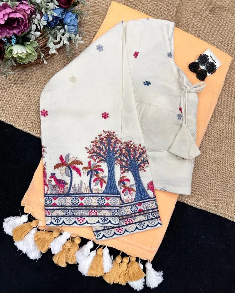 Khadi Vol 38 Rk1 Mal Cotton Plain Tussel Saree with Khadi Blouse Collection
