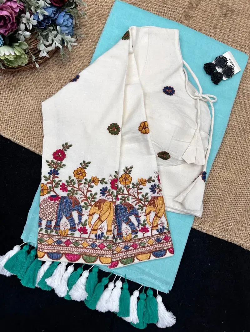 Khadi Vol 38 Rk1 Mal Cotton Plain Tussel Saree with Khadi Blouse Collection