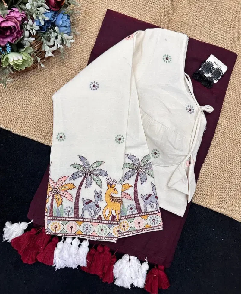 Khadi Vol 38 Rk1 Mal Cotton Plain Tussel Saree with Khadi Blouse Collection