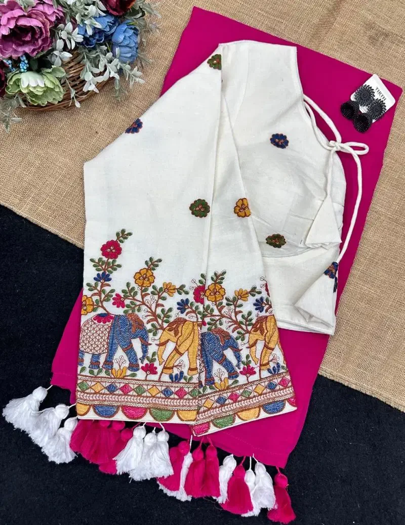Khadi Vol 38 Rk1 Mal Cotton Plain Tussel Saree with Khadi Blouse Collection