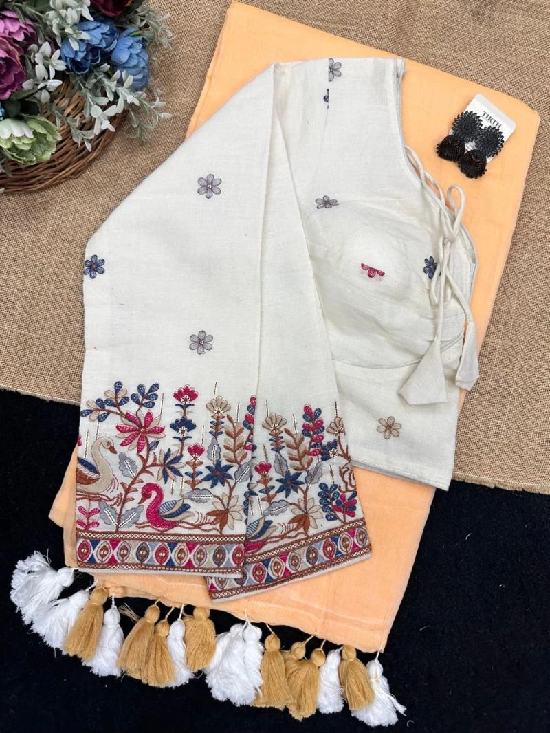 Khadi Vol 38 Rk1 Mal Cotton Plain Tussel Saree with Khadi Blouse Collection