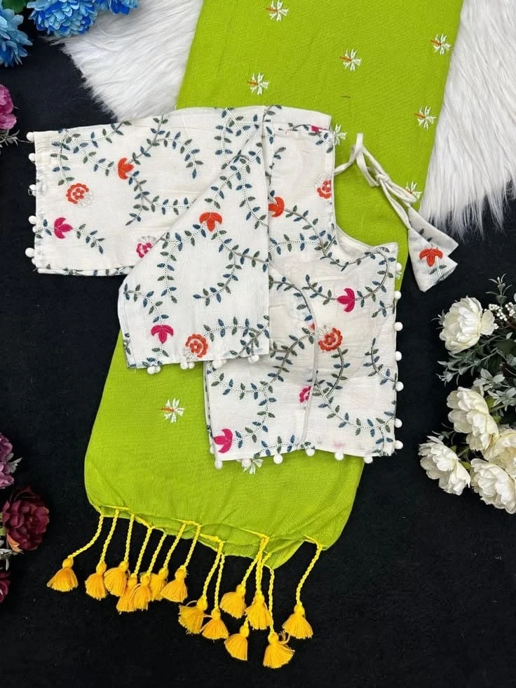 Khadi Vol 41 Khadi Cotton Latkan Embroidered Saree with Blouse