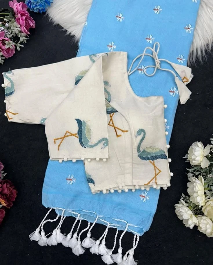 Khadi Vol 41 Khadi Cotton Latkan Embroidered Saree with Blouse