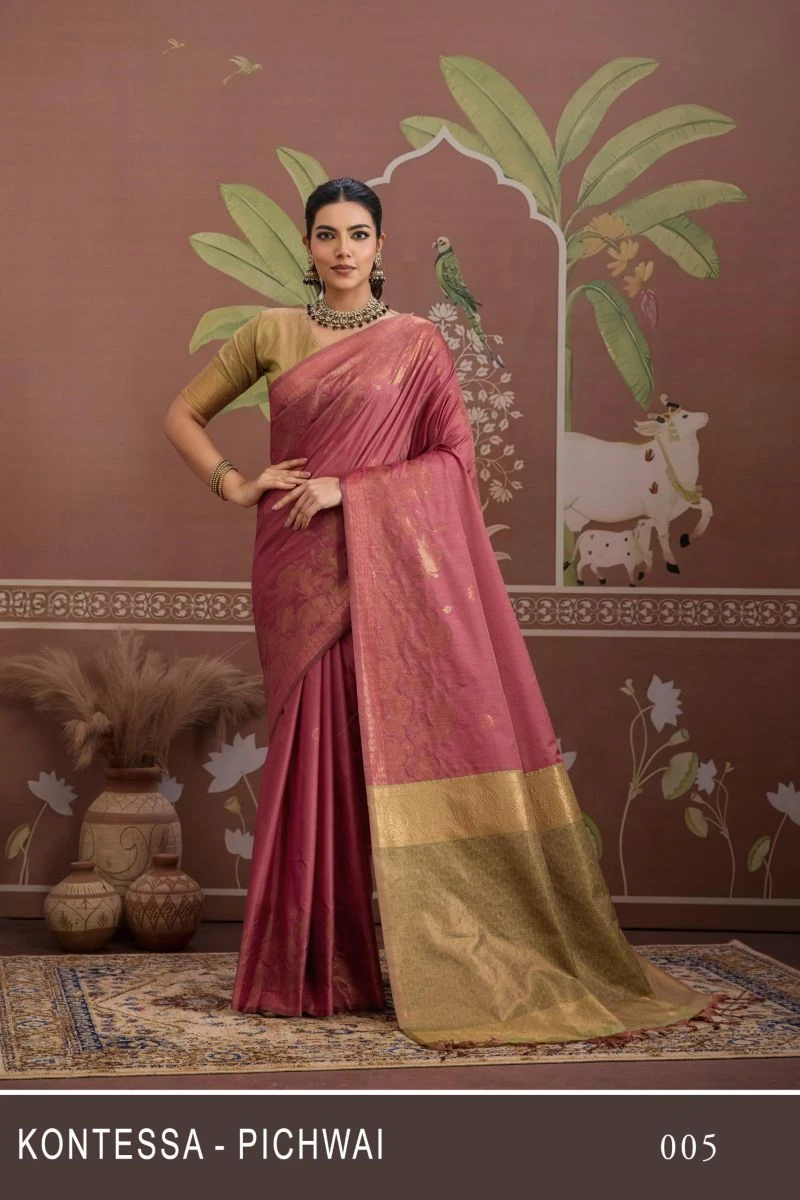 Kontessa Pichwai Tussar Silk Handloom Weaving Designer Saree