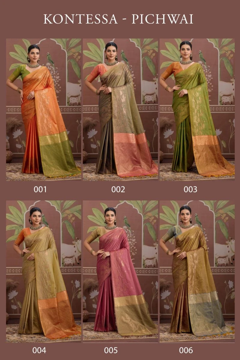 Kontessa Pichwai Tussar Silk Handloom Weaving Designer Saree