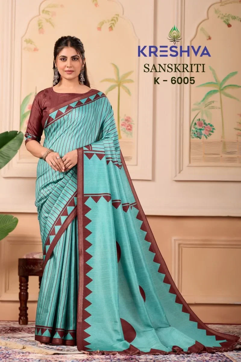 Kreshva Sanskriti Pv Silk Traditional Printed Saree Collection