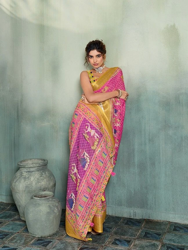 Maahi 239 Linen Printed with Zari Border Saree Collection 2